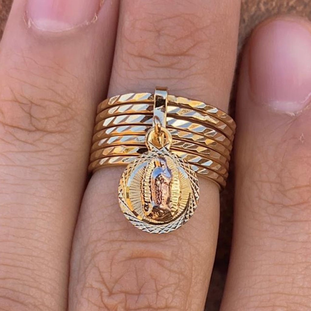 Brand New 14k Gold Filled Ring Semanario Virgen De Guadalupe Womens Anillo Oro